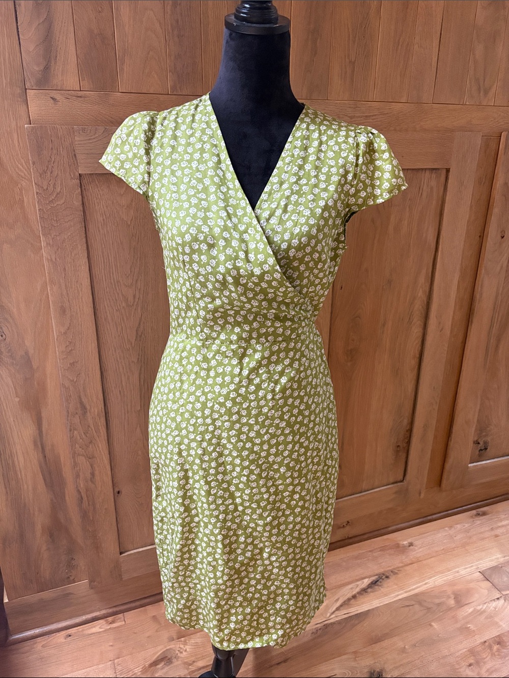 Reformation Green Floral Wrap Dress